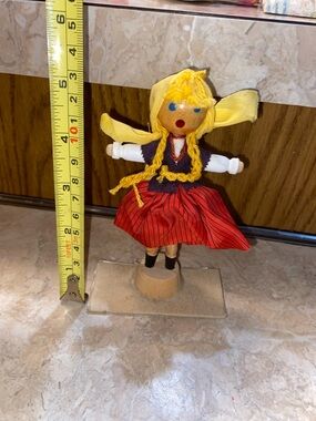 Handmade Yellow & Red Folk Doll - Traditional Decorative Toy